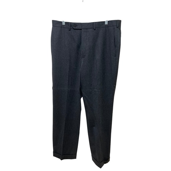 Jack Victor Gray Wool Dress Pants Mens Cuffed Trousers Business - Picture 1 of 6